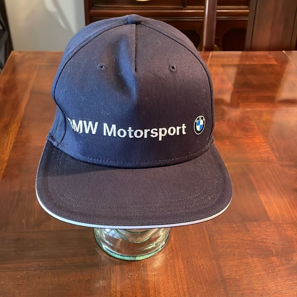 Mens Puma BMW Motorsport Flatbrim Flex Hat Navy Blue Cap